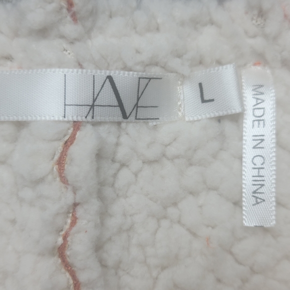 HAVE coral moto jacket faux suede sherpa lined raw hem women's Large - Picture 8 of 8